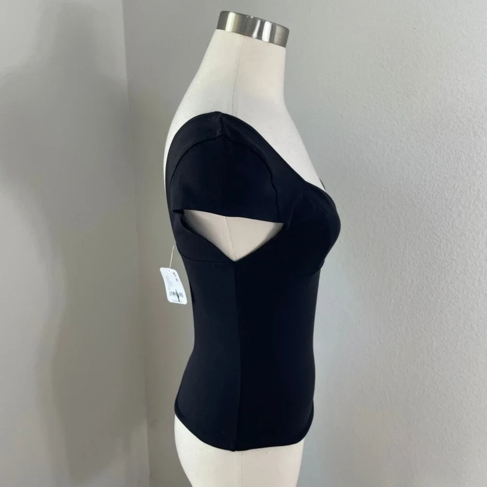 Intimately Free People Womens Medium‎ Black Duo Corset Cami Top Stretch Shirt